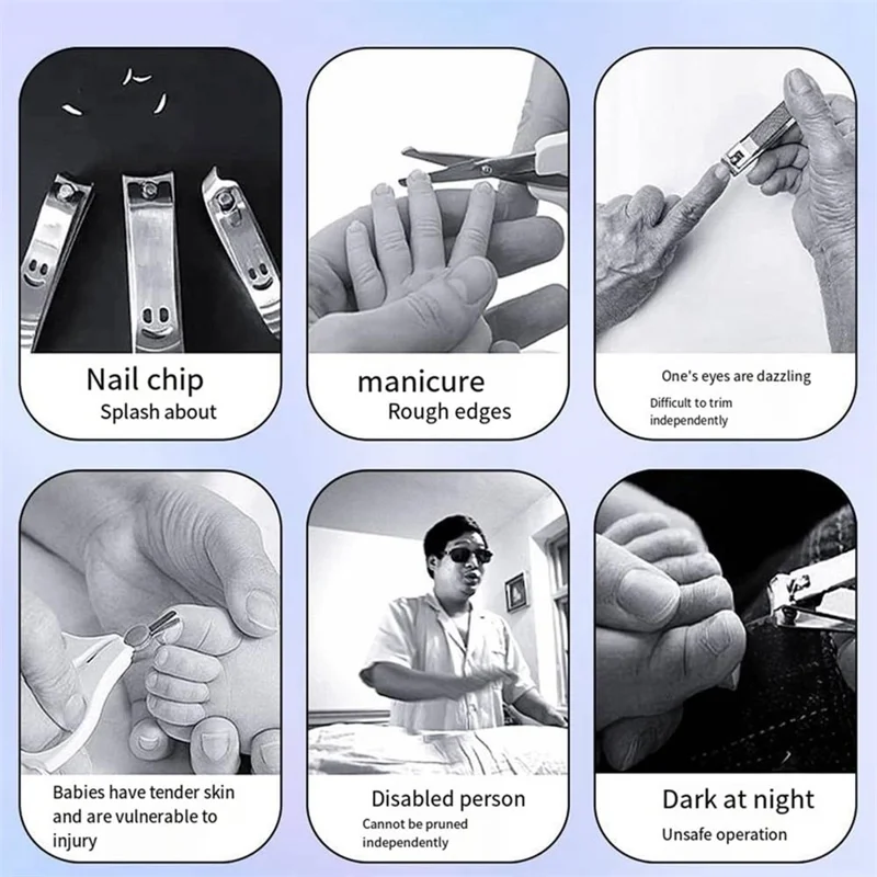 M11 Mini Electric Nail Clipper Ultra Quiet Multifunctional Automatic Nail Trimmer with LED Light - White