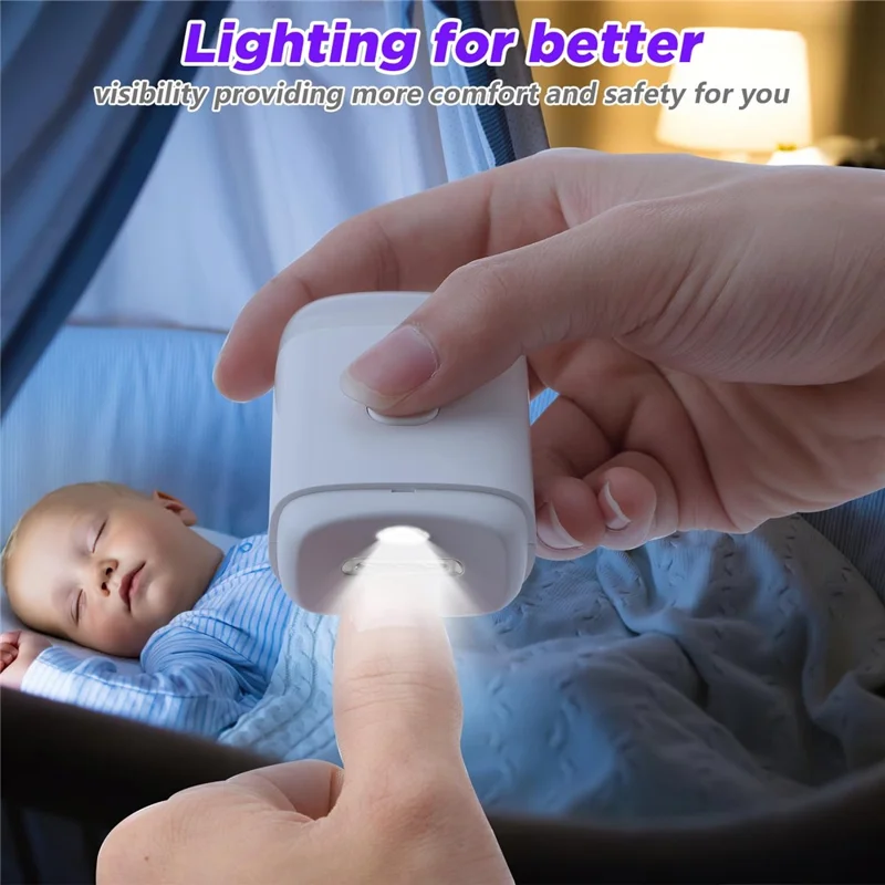 M11 Mini Electric Nail Clipper Ultra Quiet Multifunctional Automatic Nail Trimmer with LED Light - White