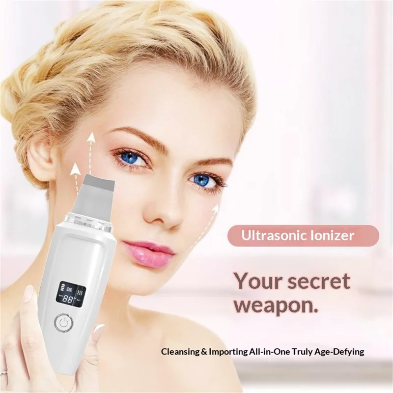 HX-02 Hudskraber med LCD-skærm Ansigtrensning Enhed Porerenser Sortepuntfjerner - Hvid