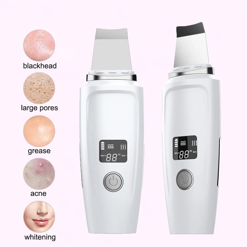 HX-02 Hudskraber med LCD-skærm Ansigtrensning Enhed Porerenser Sortepuntfjerner - Hvid