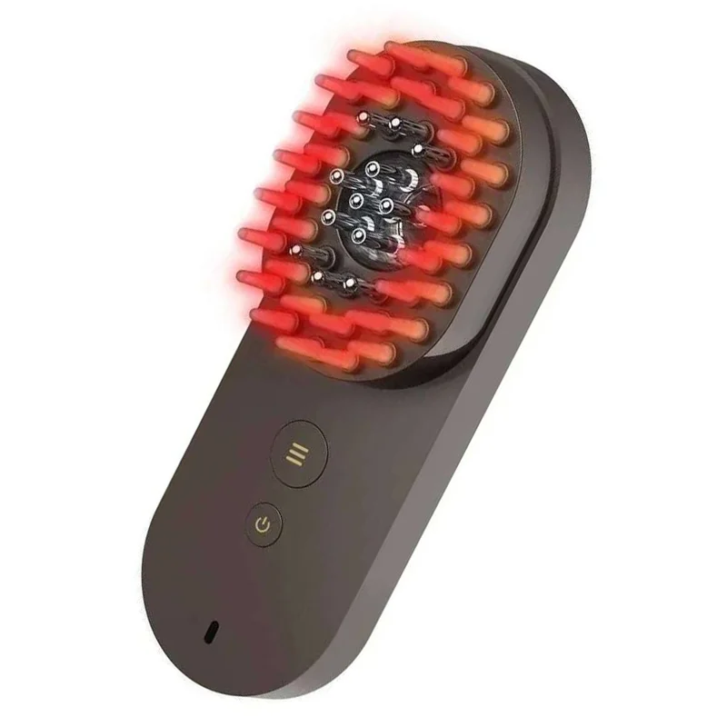 Peigne de massage électrique du cuir chevelu CS-01X, soin des cheveux avec lumière rouge intelligente et technologie de microcourant EMS - Noir