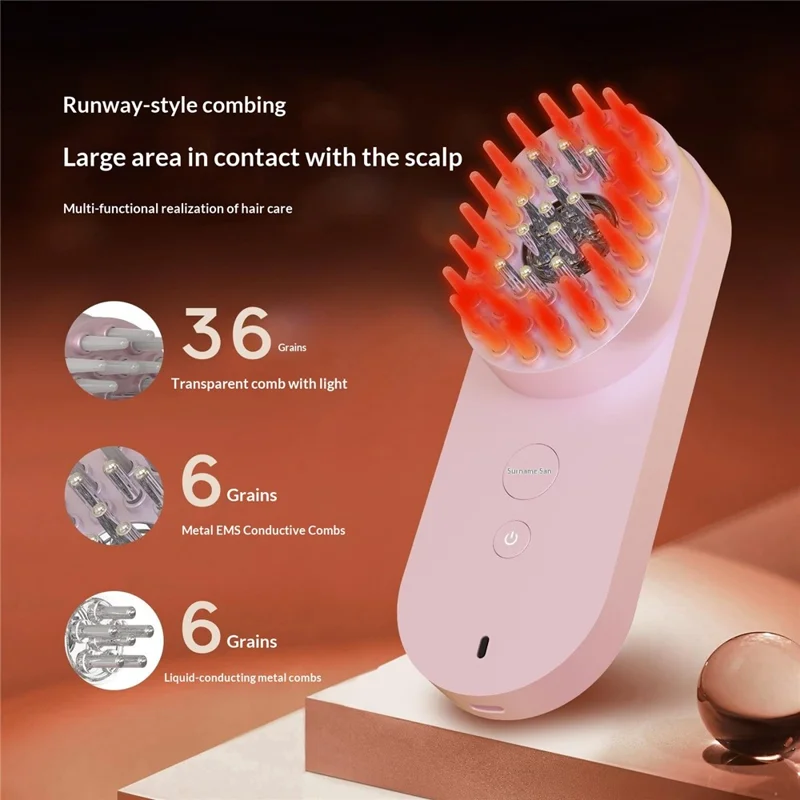 Peigne de massage électrique du cuir chevelu CS-01X, soin des cheveux avec lumière rouge intelligente et technologie de microcourant EMS - Noir