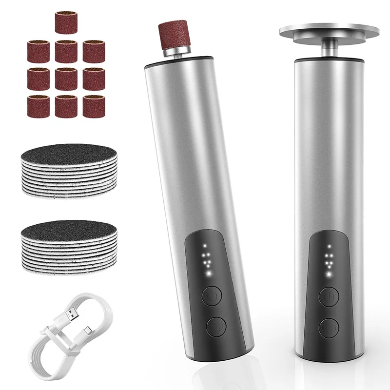 HX-12 Elektrisk Fodkallosfjerner 2 i 1 Multifunktionspedikurværktøj Genopladelig Fodfejle til Hjemmebrug - Sølv