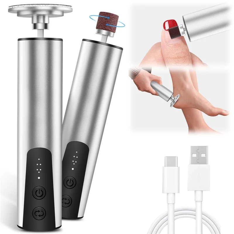 HX-12 Elektrisk Fodkallosfjerner 2 i 1 Multifunktionspedikurværktøj Genopladelig Fodfejle til Hjemmebrug - Sølv