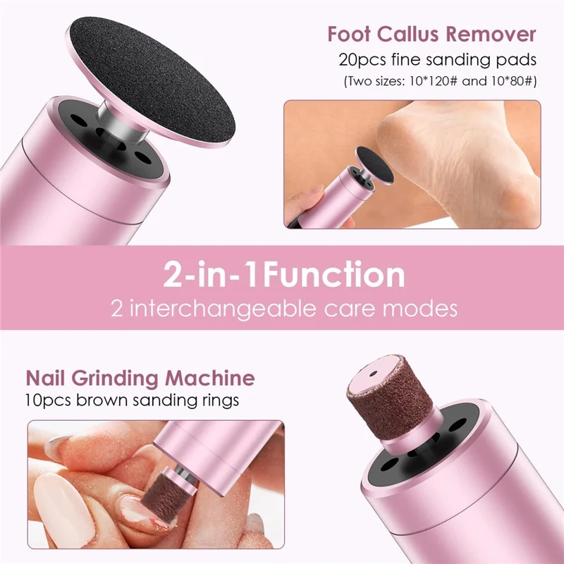 HX-18 Electric Foot File Rechargeable Callus Remover Digital Display Pedicure Tool For Dead Skin  /  Corns - Rose Gold