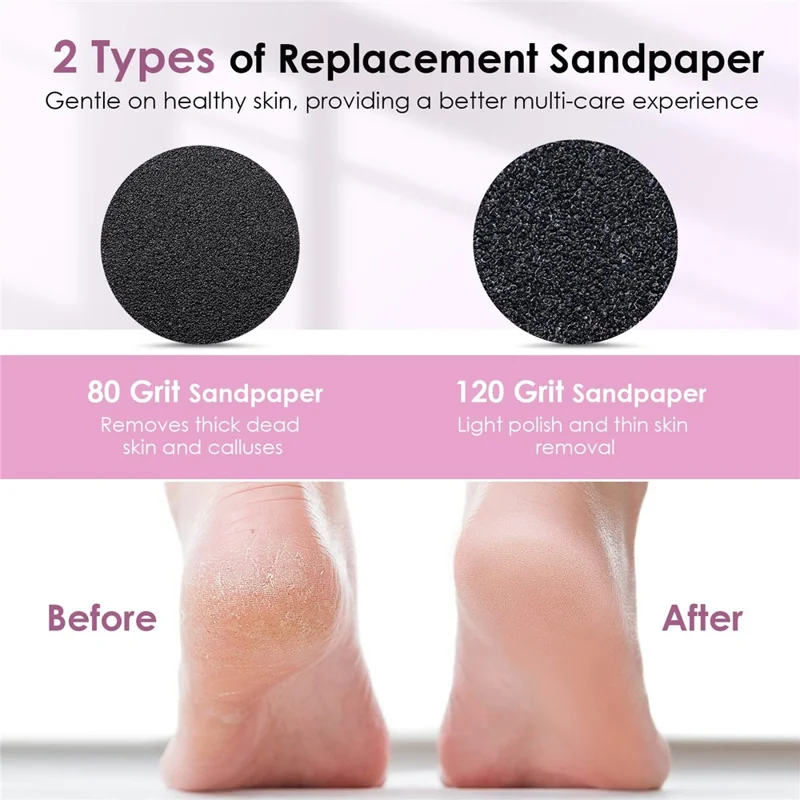 HX-18 Electric Foot File Rechargeable Callus Remover Digital Display Pedicure Tool For Dead Skin  /  Corns - Rose Gold