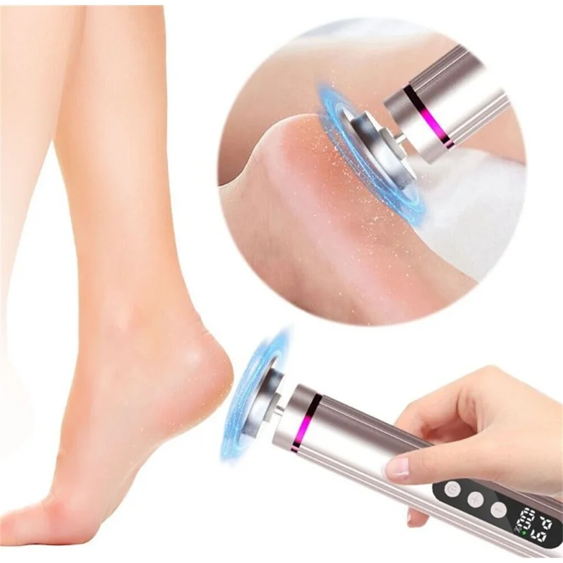 JC-202 Elektrisk Fodfils 2-i-1 Lahudfjerner Pedikurværktøj til Fodpleje 9-tracts Justerbar - Grå