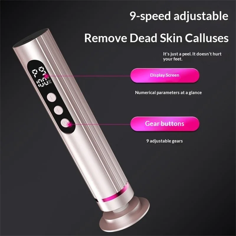 JC-202 Elektrisk Fodfils 2-i-1 Lahudfjerner Pedikurværktøj til Fodpleje 9-tracts Justerbar - Grå