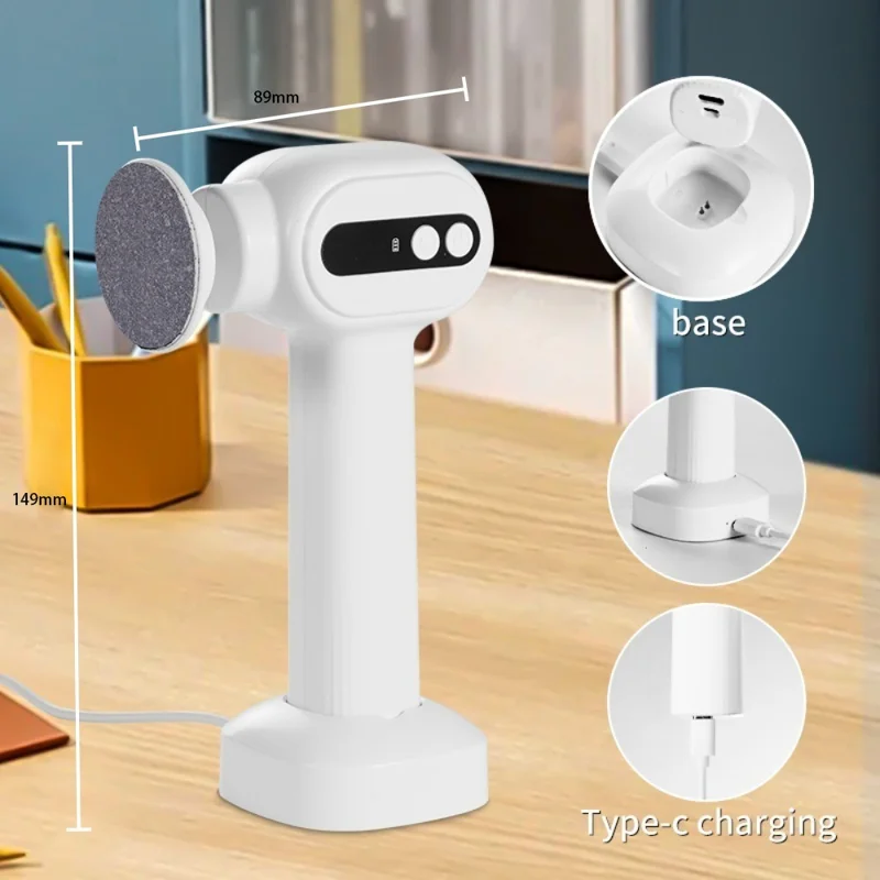 C2 Electric Foot Callus Remover 2 in 1 Portable Pedicure Tool Dead Skin Remover Nail File 6 Speed Adjustable - Black