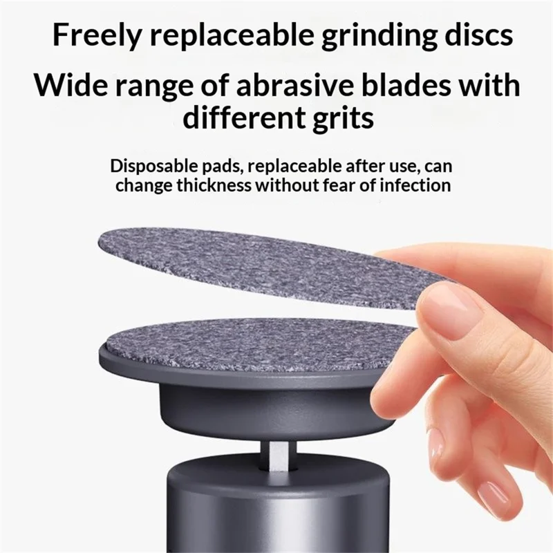 C3 Electric Foot File 6 Speed Callus Remover Pedicure Tool For Dead Skin  /  Nail Care  /  Corn Removal - Grey