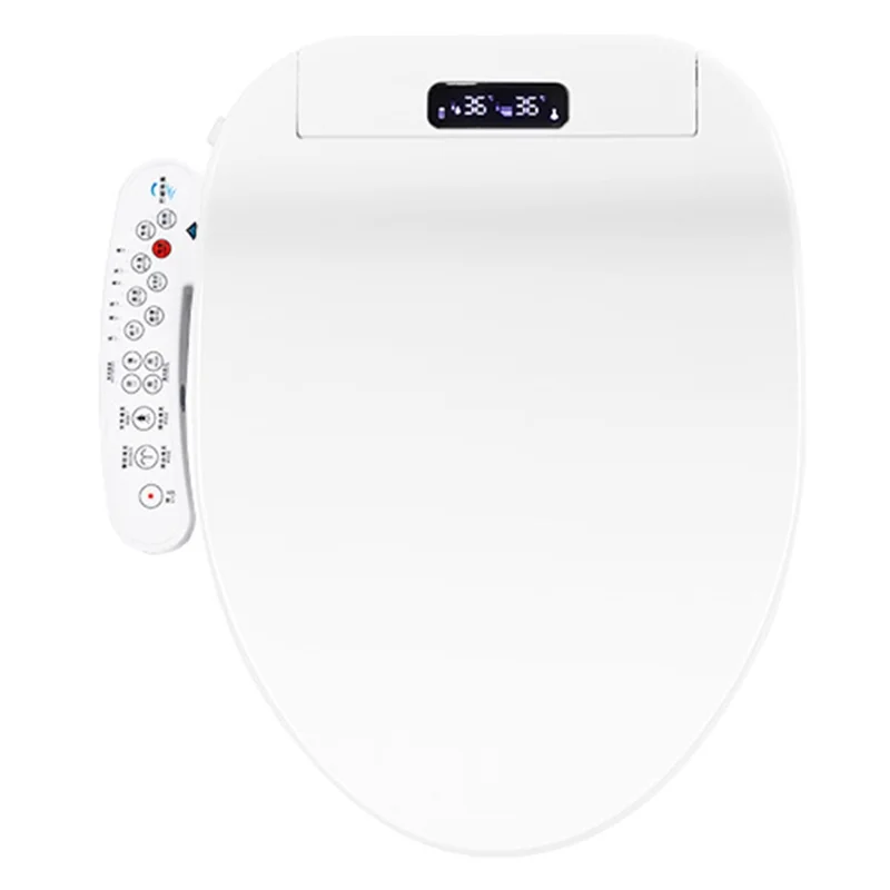 Siège de toilette intelligent avec chauffage instantané, lavage et séchage, couvercle de toilette domestique avec panneau de commande bilingue - Prise UE