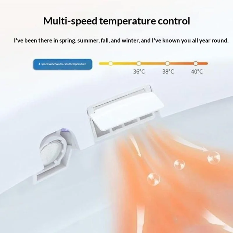 Siège de toilette intelligent avec chauffage instantané, lavage et séchage, couvercle de toilette domestique avec panneau de commande bilingue - Prise UE