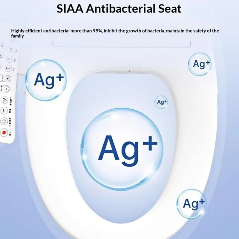 Siège de toilette intelligent avec chauffage instantané, lavage et séchage, couvercle de toilette domestique avec panneau de commande bilingue - Prise UE
