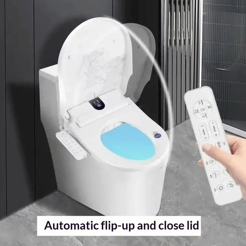 Smart Electric Toilet Seat U-Shaped Heated Bidet Multifunction Remote Control Auto-Lift Lid for Hotel / Home - EU Plug