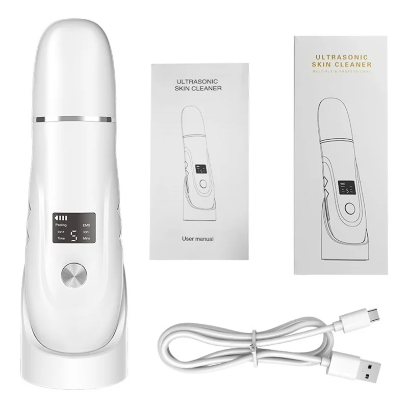 X7 Ultrasonic Skin Cleaner Device Facial Pore Cleansing Dead Skin Removal Tool For Home Use - White
