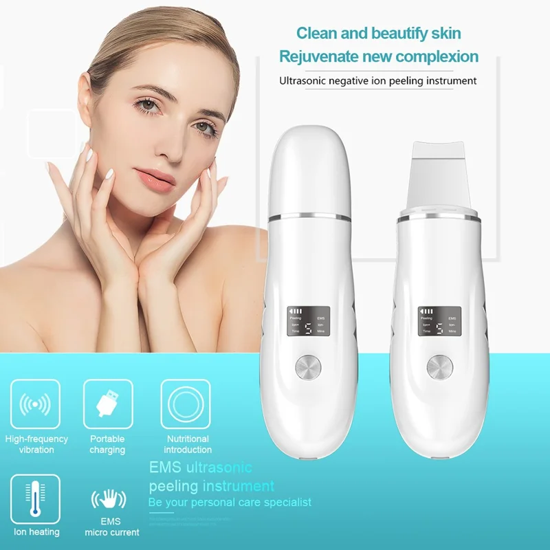 X7 Ultrasonic Skin Cleaner Device Facial Pore Cleansing Dead Skin Removal Tool For Home Use - White