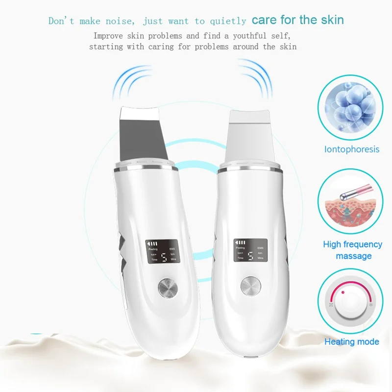 X7 Ultrasonic Skin Cleaner Device Facial Pore Cleansing Dead Skin Removal Tool For Home Use - White