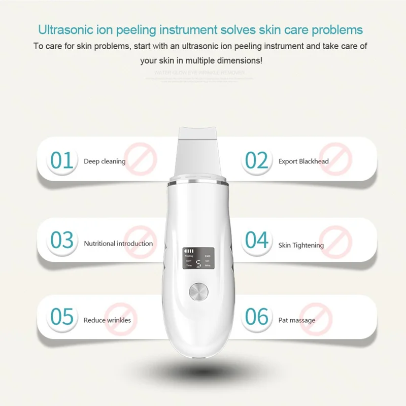X7 Ultrasonic Skin Cleaner Device Facial Pore Cleansing Dead Skin Removal Tool For Home Use - White