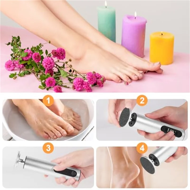 HX-20 Electric Foot Callus Remover 2 in 1 Rechargeable LED Display Nail File Grinder 9 Speed Settings - Purple