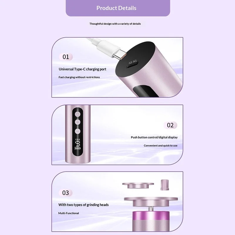 GMC-253 Electric Foot Callus Remover Rechargeable Dead Skin Corn Removal 2 in 1 Foot Care Device - Grey