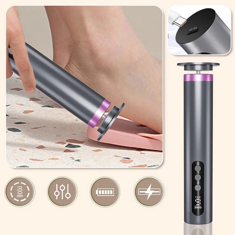 GMC-253 Electric Foot Callus Remover Rechargeable Dead Skin Corn Removal 2 in 1 Foot Care Device - Grey