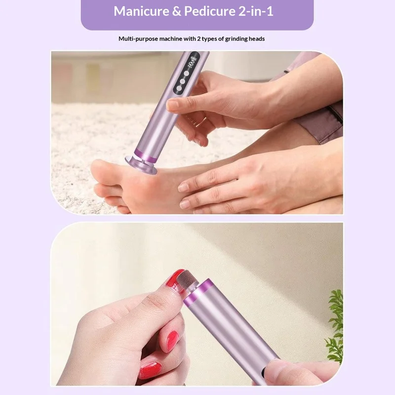 GMC-253 Electric Foot Callus Remover Rechargeable Dead Skin Corn Removal 2 in 1 Foot Care Device - Grey