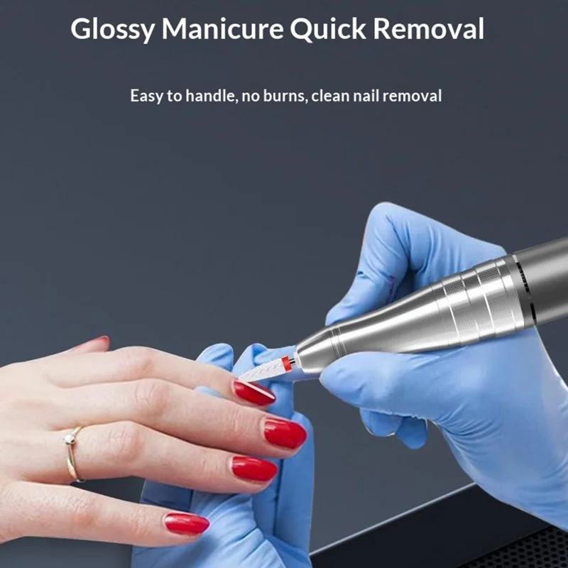 HX-102 Nail Grinder Portable High Speed Electric Nail File Professional Manicure Remover with LCD Screen Display - Grey