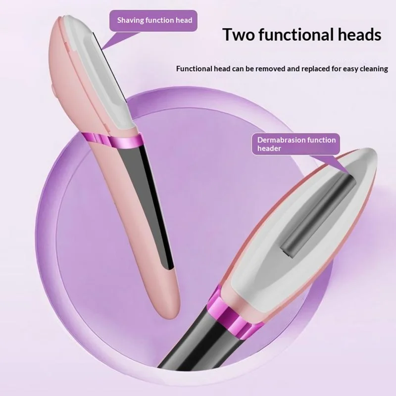HX-106 Women's Facial Hair Remover Electric Multi-Function Hair Removal Exfoliation Device - Pink