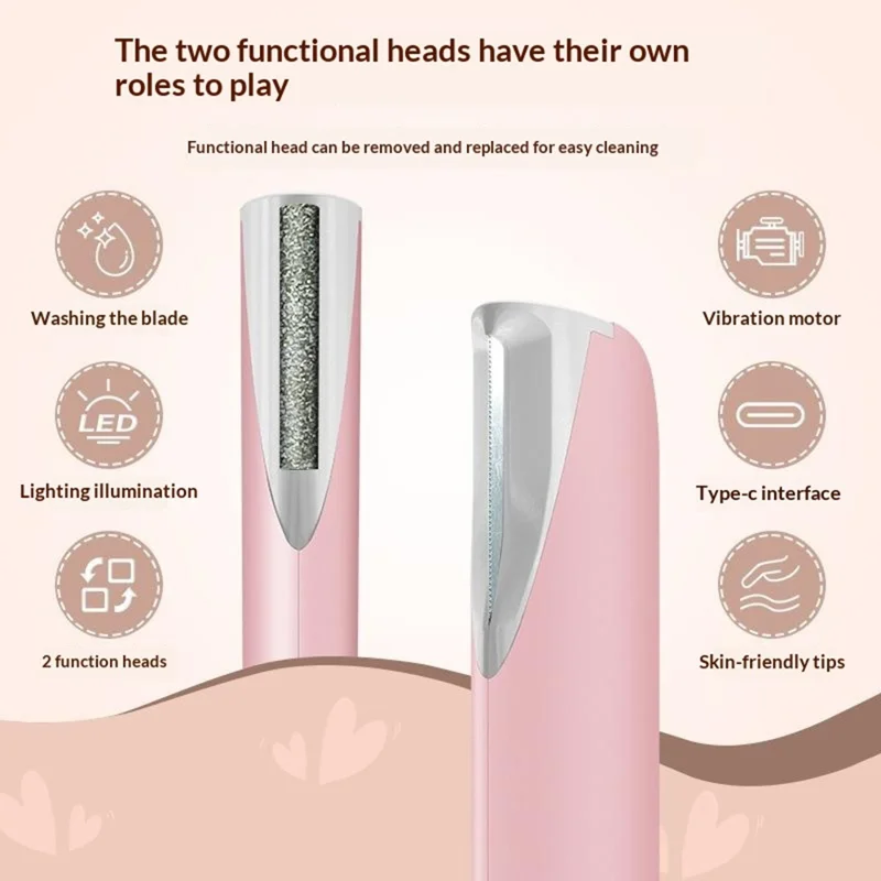 HX-105 Multi Function Hair Remover For Women Electric Epilator 2 in 1 Skin Exfoliation Shaving Razor - Pink