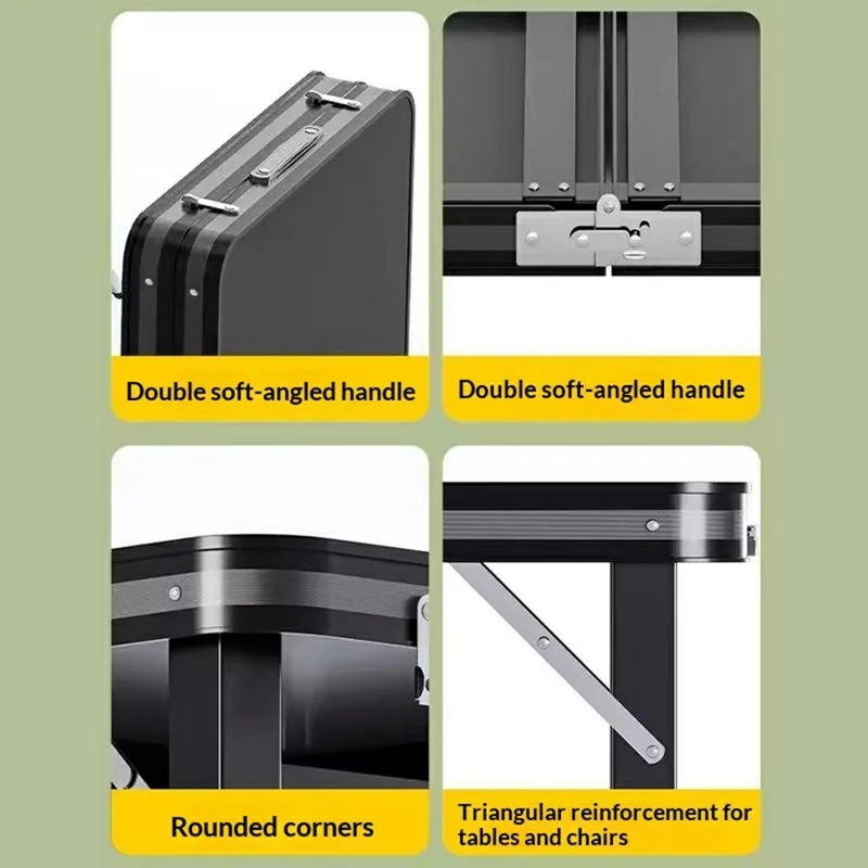 100 x 50cm Foldable Camping Table Adjustable Height Rectangular Outdoor Picnic Table - Black