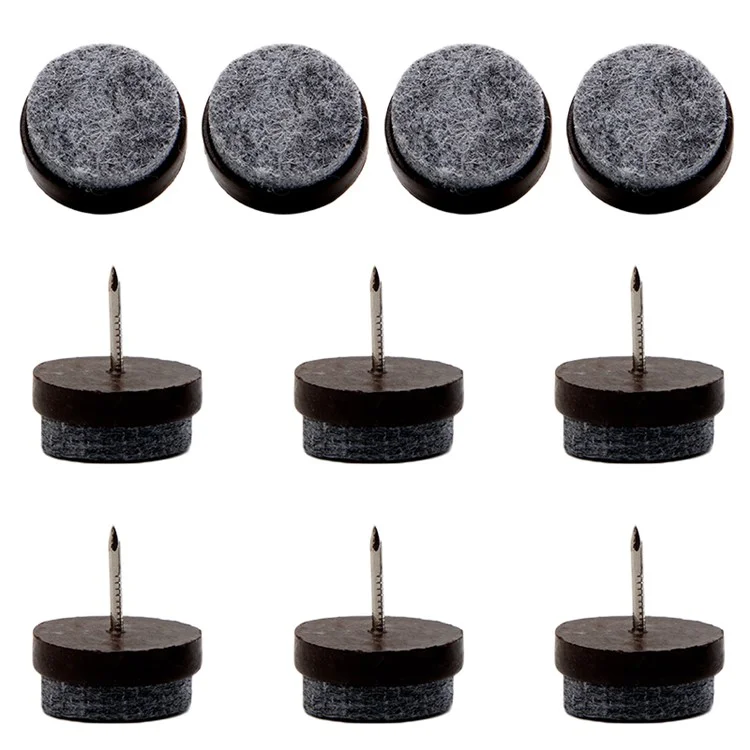 10Pcs / Set 17mm Felt Foot Pad Skid Glide Nail Protector Furniture Chair Table Leg Mat - Marron