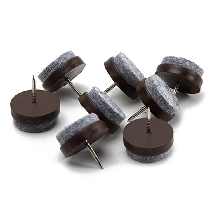 10Pcs / Set 17mm Felt Foot Pad Skid Glide Nail Protector Furniture Chair Table Leg Mat - Marron