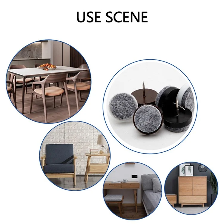 10Pcs / Set 17mm Felt Foot Pad Skid Glide Nail Protector Furniture Chair Table Leg Mat - Marron