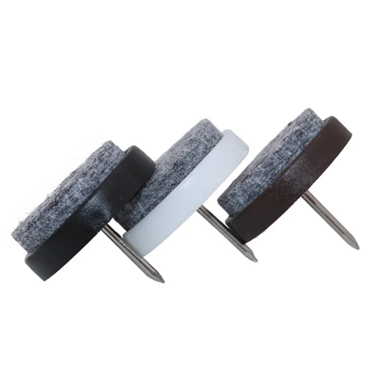 10Pcs / Set 17mm Felt Foot Pad Skid Glide Nail Protector Furniture Chair Table Leg Mat - Marron