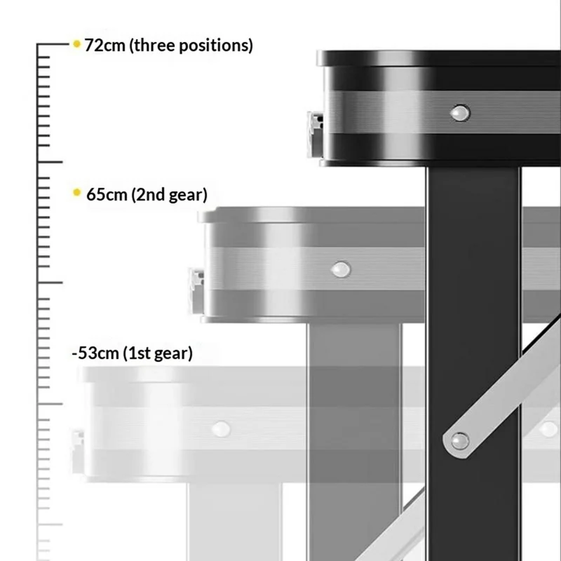 120 x 60cm Foldable Outdoor Table Height Adjustable Portable Rectangular Camping Picnic Table - Black