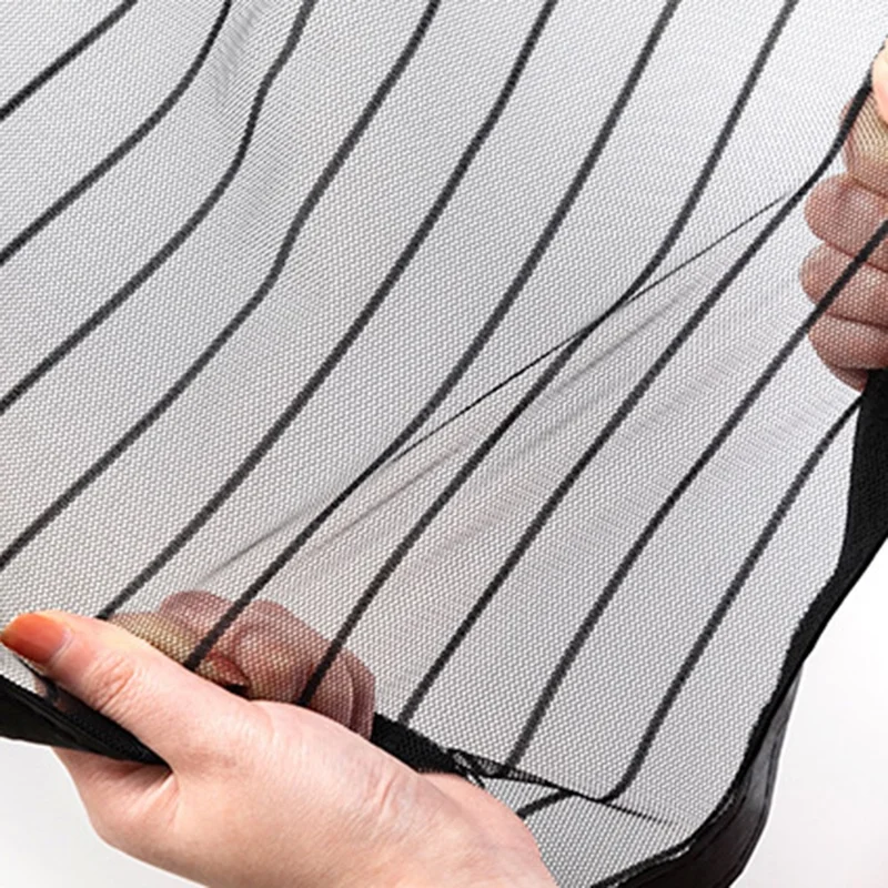 170 x 210cm Magnetic Door Screen Anti Mosquito Mesh Door Curtain with Automatic Close - Black Stripes