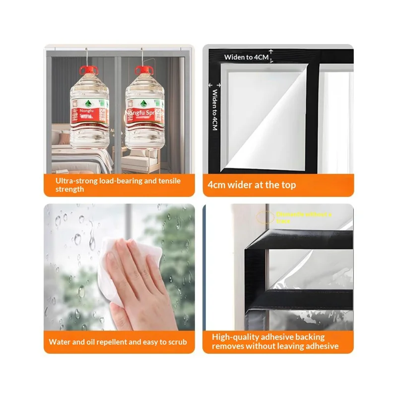 95 x 210cm Magnetic Screen Door Curtain Transparent TPU Door Mesh Mosquito Net - Grey