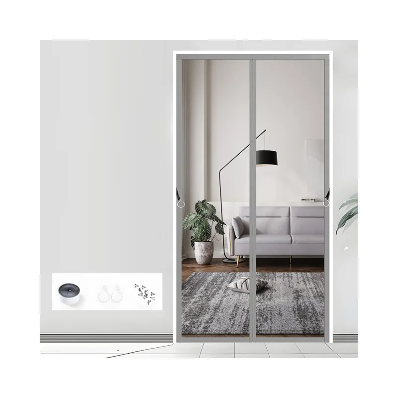 110 x 210cm Magnetic Screen Door Curtain Transparent TPU Door Mesh Mosquito Net - Grey