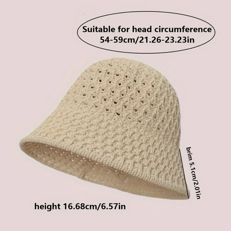 Cappello a Secchiello Estivo in Maglia Traforata per Donna, Cappello da Pescatore in Colore Unito e Traspirante - Caramello