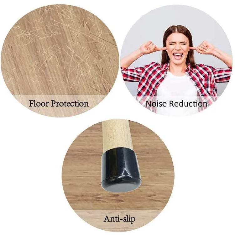 40Pcs 8mm Round PVC Furniture Leg Covers Non-Slip Chair Leg End Cap Cover Floor Protector Pads Reduce Noise Table Feet Cap - Black