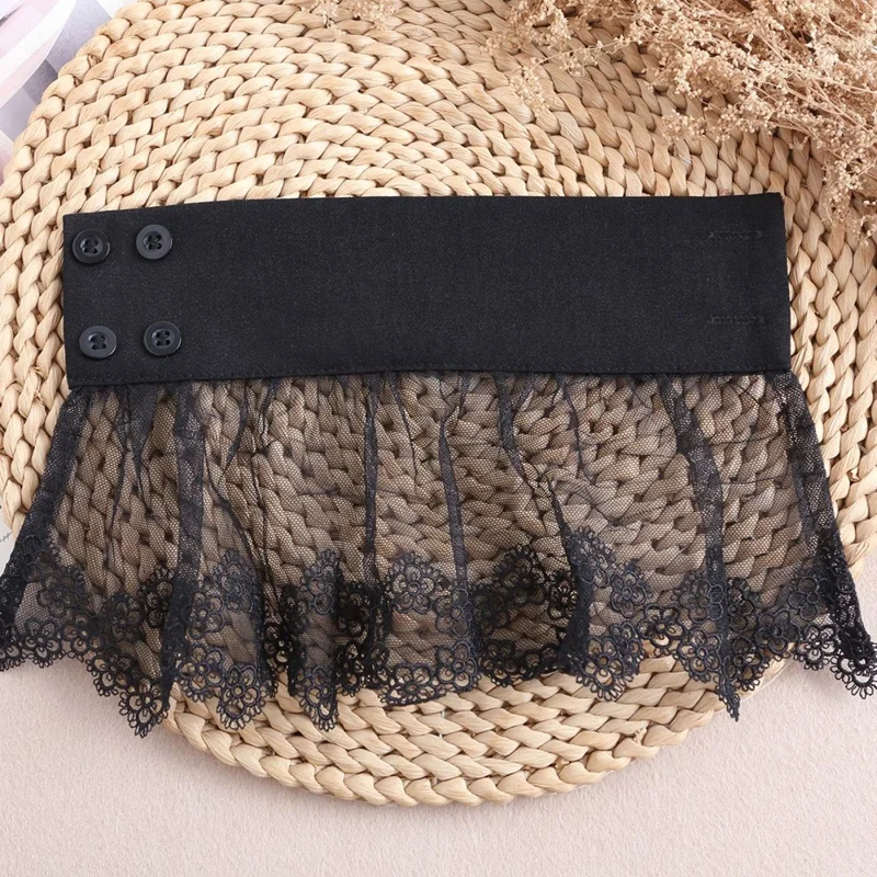 2Pcs / Set Detachable Lace Cuffs Removable Fake Sleeves Shirt Extenders Decorative Accessories - Black