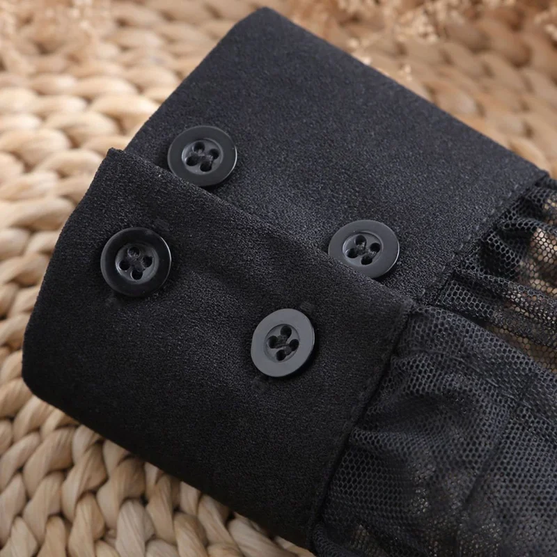 2Pcs / Set Detachable Lace Cuffs Removable Fake Sleeves Shirt Extenders Decorative Accessories - Black