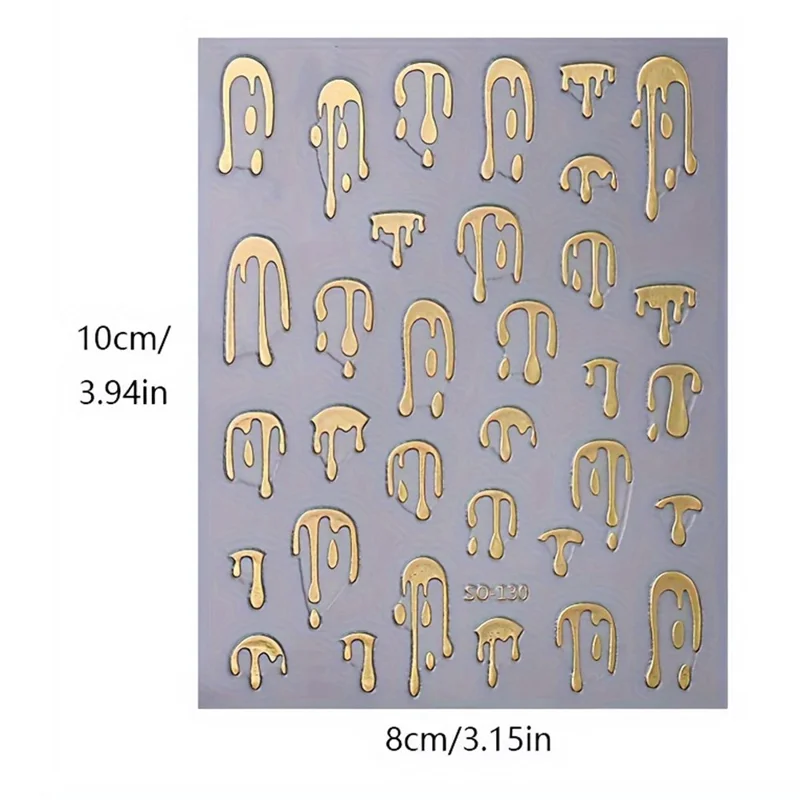 Наклейки для ногтей на Хэллоуин, 3D эффект капающей крови и плавления, ПВХ, самоклеящиеся, маникюрные наклейки - SO-130 черные