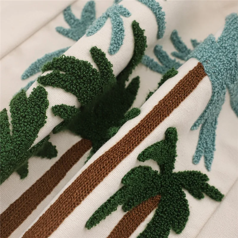 Sommer-Ozean-Canvas-Tasche mit Stickerei, Umhängetasche, tropische Strandhandtasche - Kokosnuss