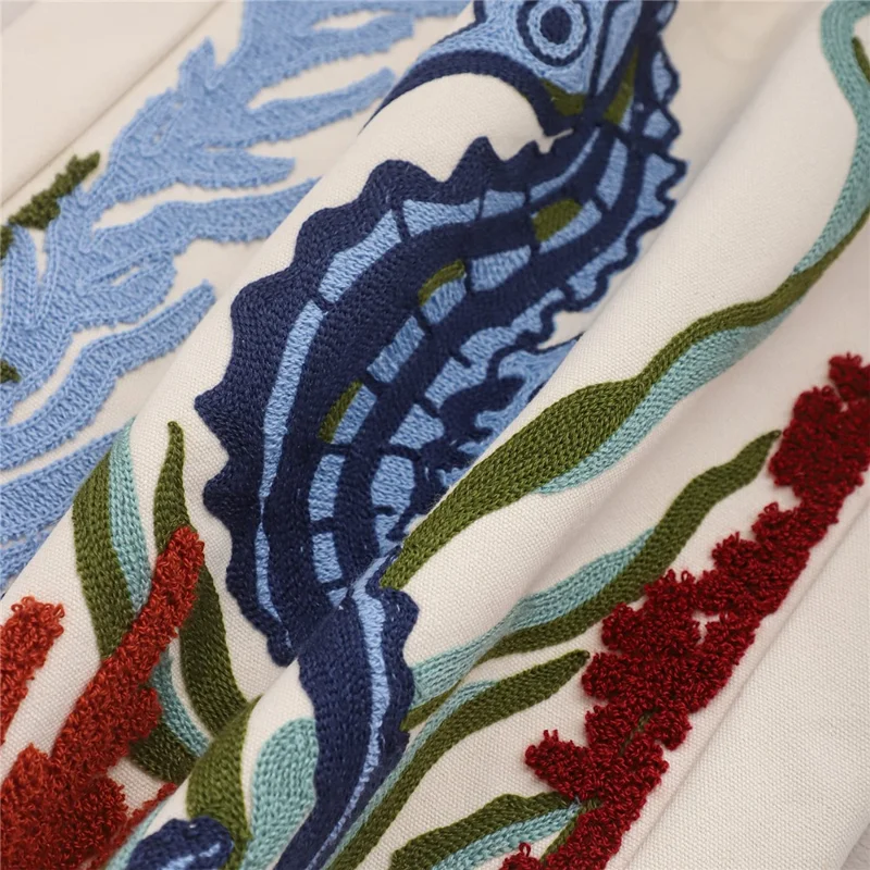 Sommer-Ozean-Canvas-Tasche mit Stickerei, Umhängetasche, tropische Strandhandtasche - Kokosnuss