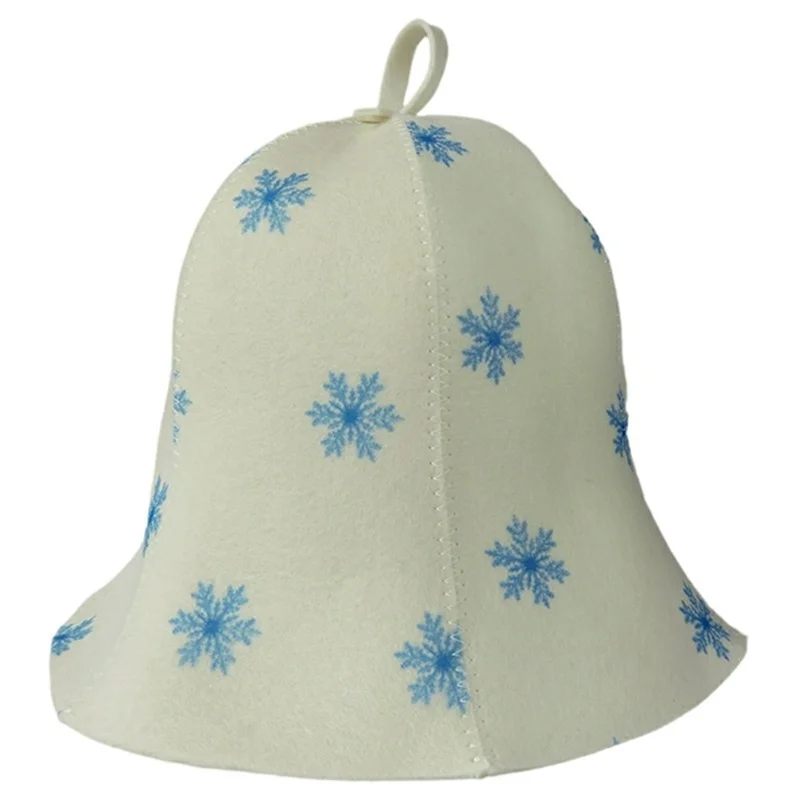 Felt Sauna Bath Cap Thick Absorbent Hair Drying Hat Quick Dry Shower Cap Elastic Band Non Slip - Snowflake