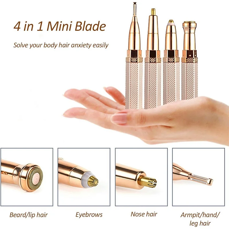 4 in 1 Electric Eyebrow Trimmer Hair Remover for Women Lipstick Design Epilator Depilatory Device