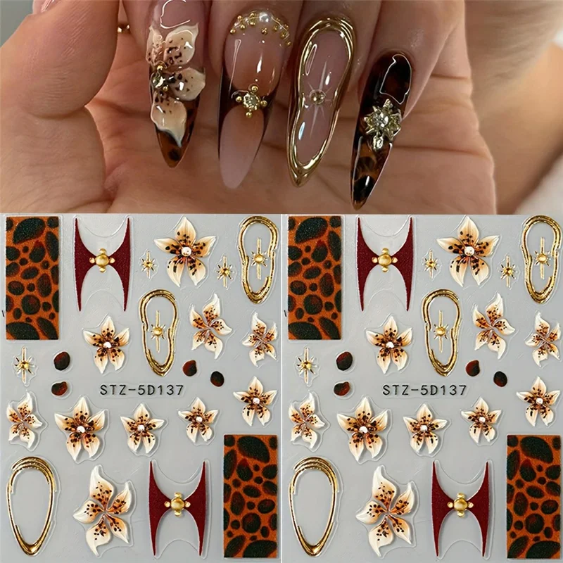 5D Relief-nagelkunstklæber med relief selvklæbende nageldecal - STZ-5D137