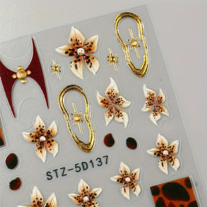 5D Relief-nagelkunstklæber med relief selvklæbende nageldecal - STZ-5D137