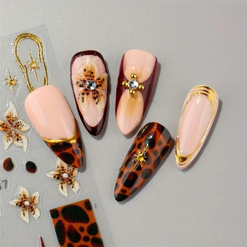 5D Relief-nagelkunstklæber med relief selvklæbende nageldecal - STZ-5D137